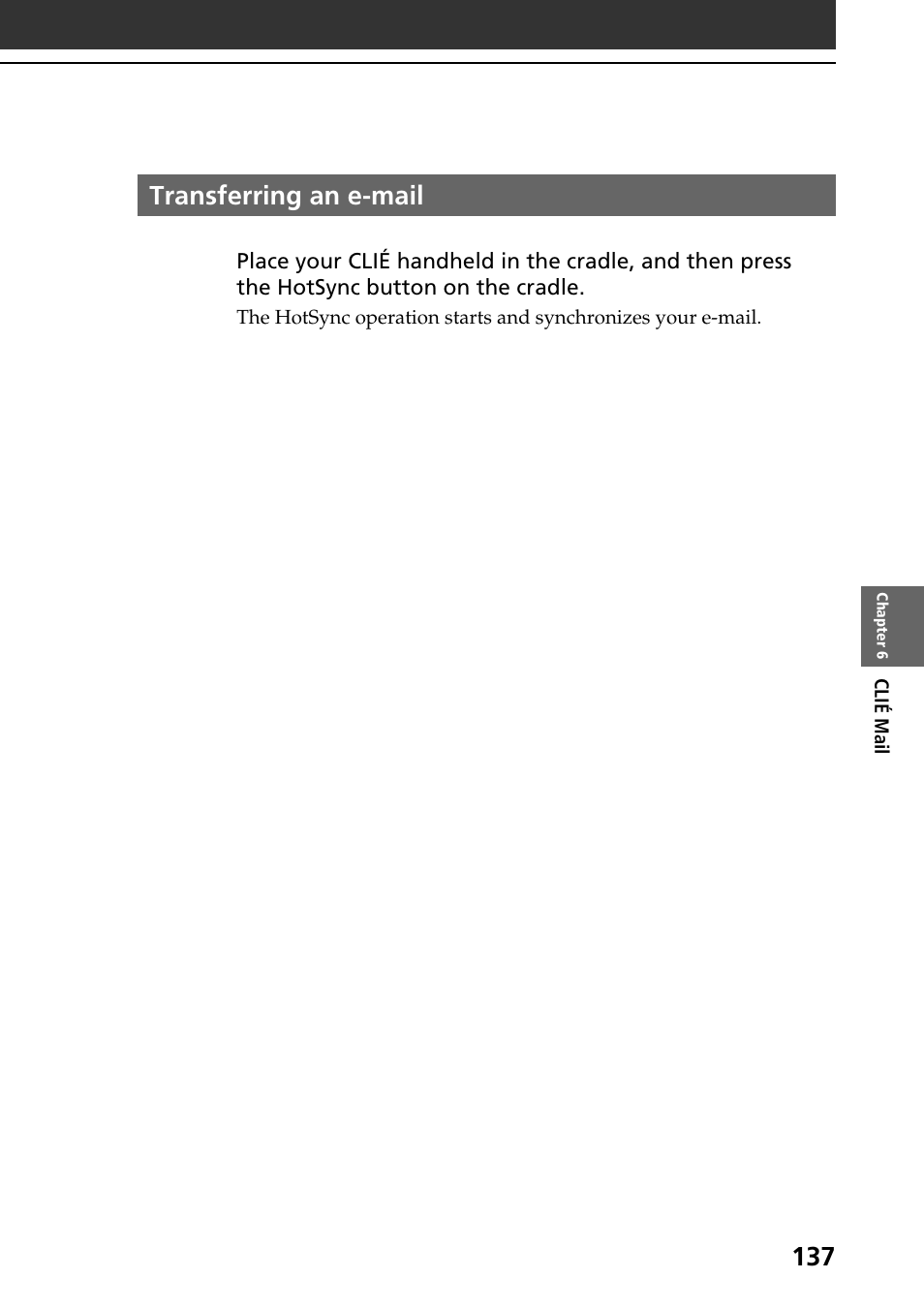 Transferring an e-mail | Sony PEG-T665C User Manual | Page 137 / 208