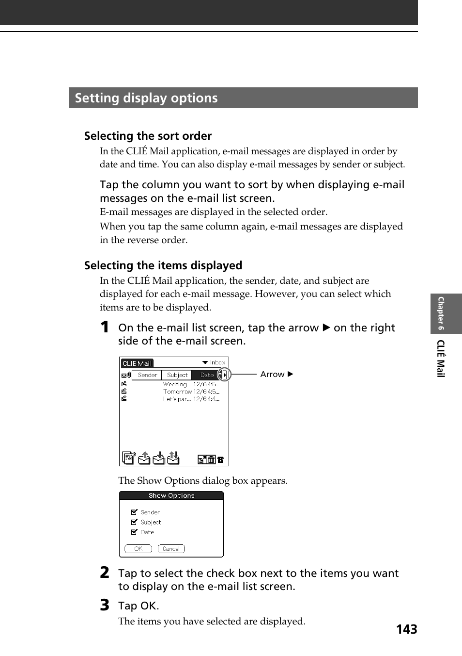 Setting display options | Sony PEG-T665C User Manual | Page 143 / 208