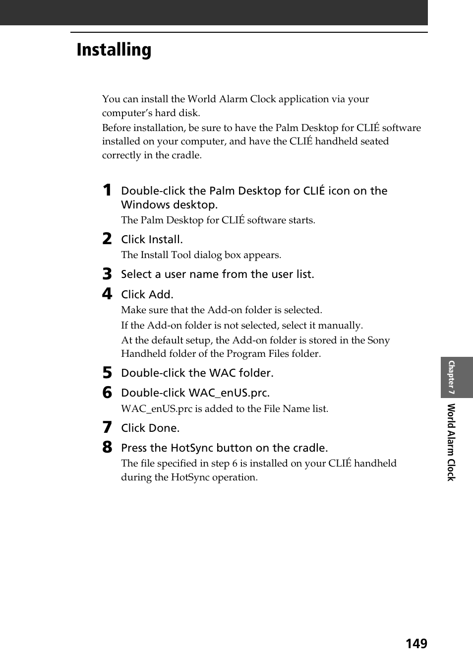 Installing | Sony PEG-T665C User Manual | Page 149 / 208