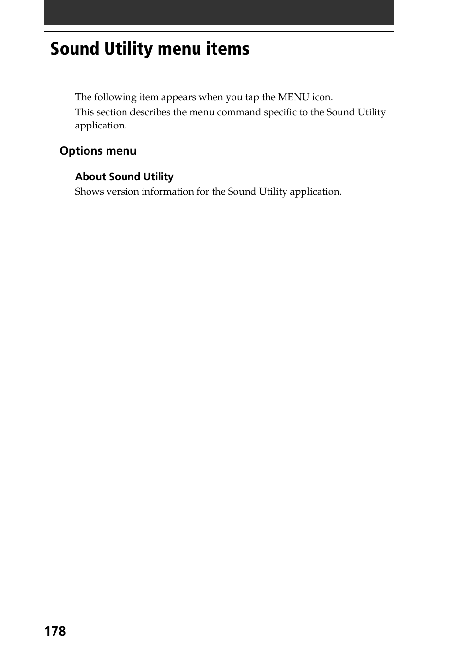 Sound utility menu items | Sony PEG-T665C User Manual | Page 178 / 208