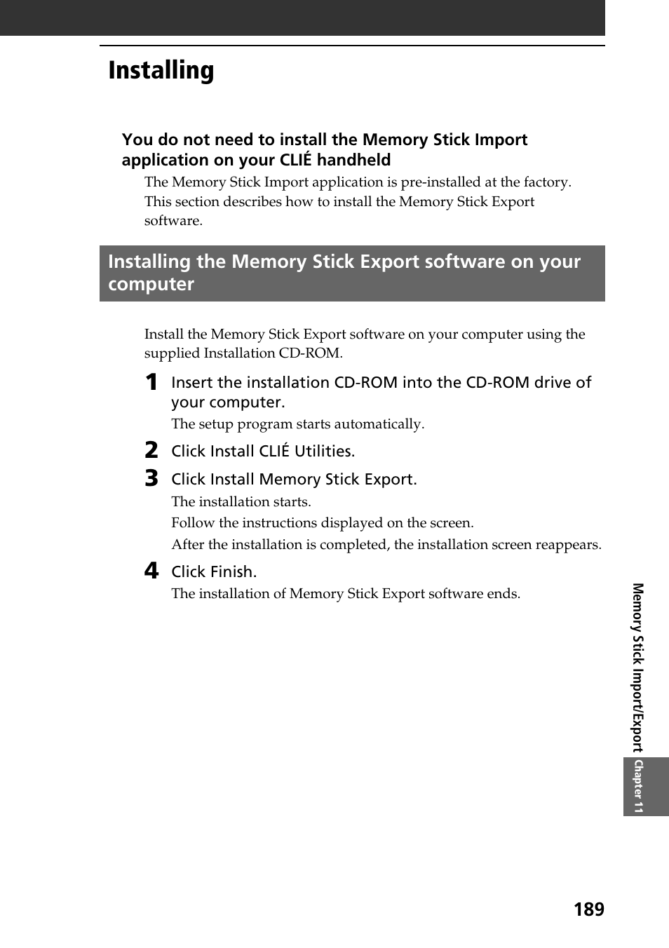 Installing | Sony PEG-T665C User Manual | Page 189 / 208