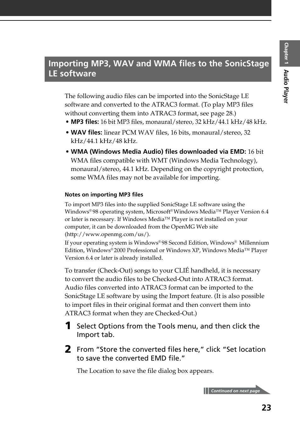 Sony PEG-T665C User Manual | Page 23 / 208