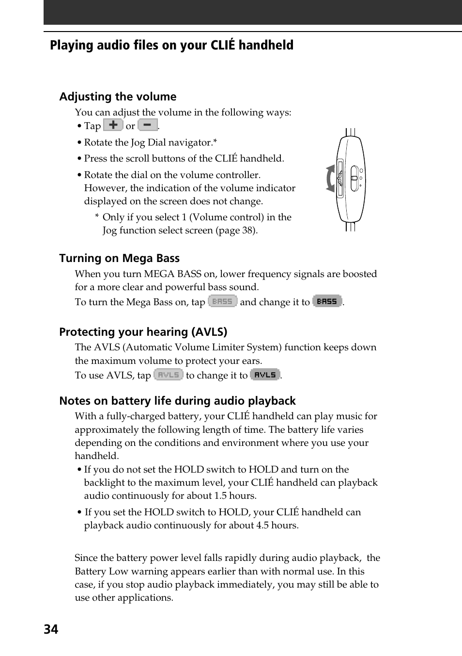 34 playing audio files on your clié handheld | Sony PEG-T665C User Manual | Page 34 / 208