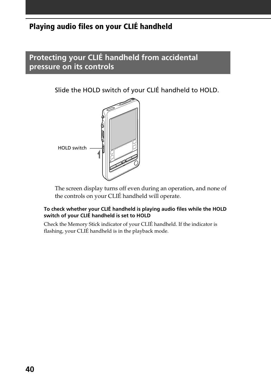 Playing audio files on your clié handheld | Sony PEG-T665C User Manual | Page 40 / 208