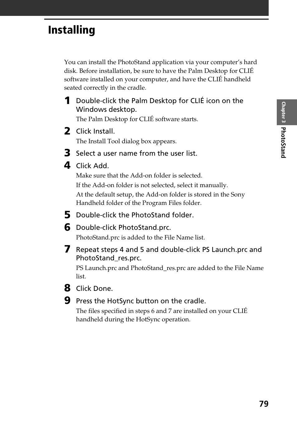 Installing | Sony PEG-T665C User Manual | Page 79 / 208