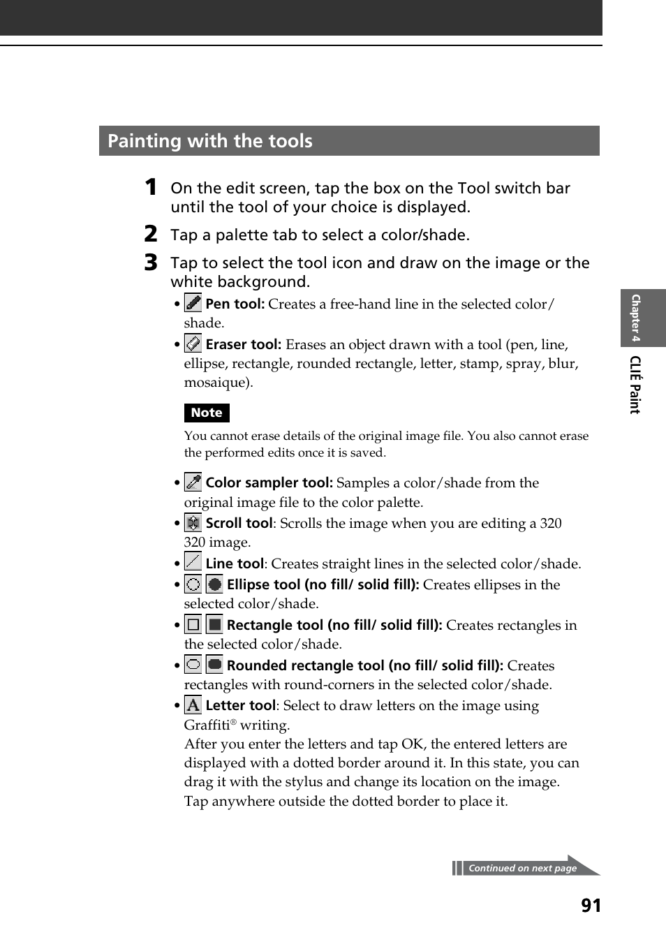 Painting with the tools | Sony PEG-T665C User Manual | Page 91 / 208