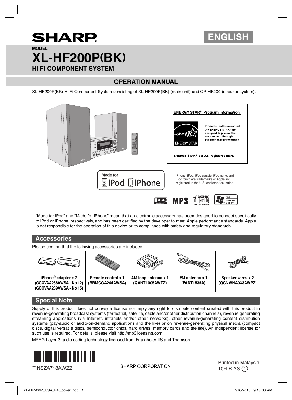 Sony XL-HF200P(BK) User Manual | 16 pages