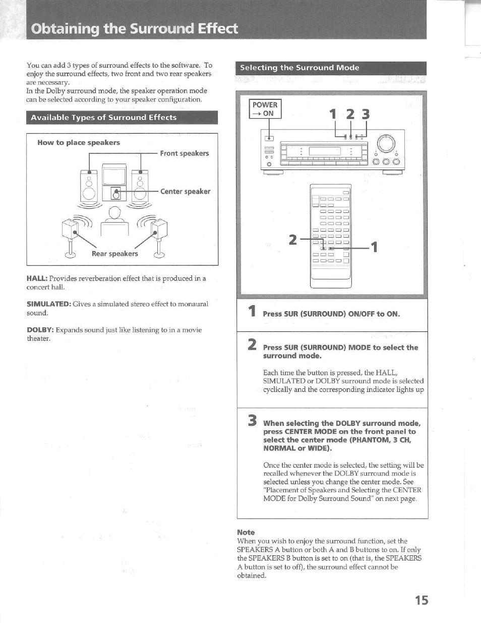 Obtaining the surround effect, 8 i 8-frj | Sony STR-D515 User Manual | Page 15 / 24