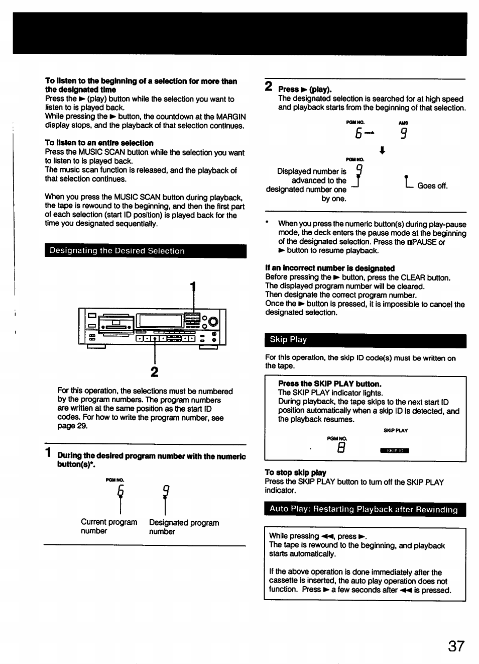 To listen to an entire selection, 2 press ► (play), To stop skip play | Sony DTC-57ES User Manual | Page 37 / 49