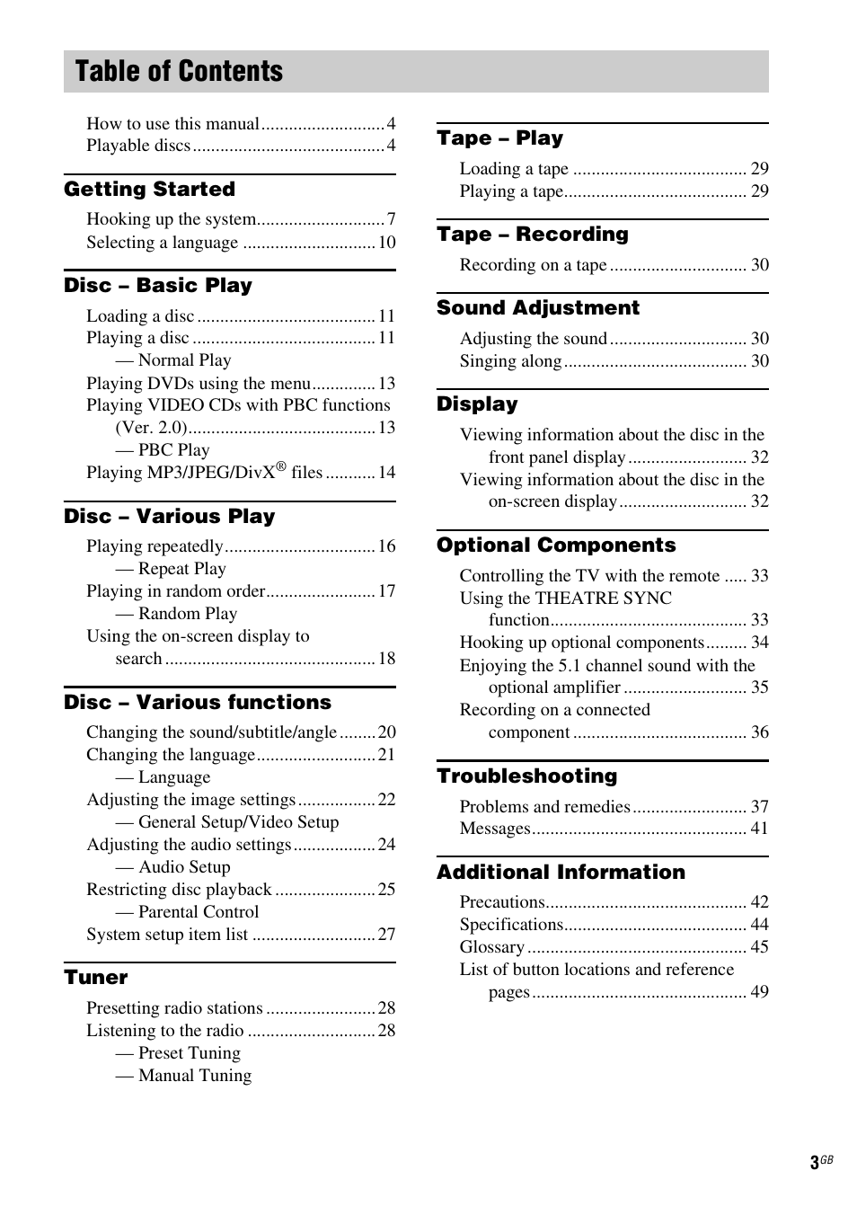 Sony CMT-DF1 User Manual | Page 3 / 52