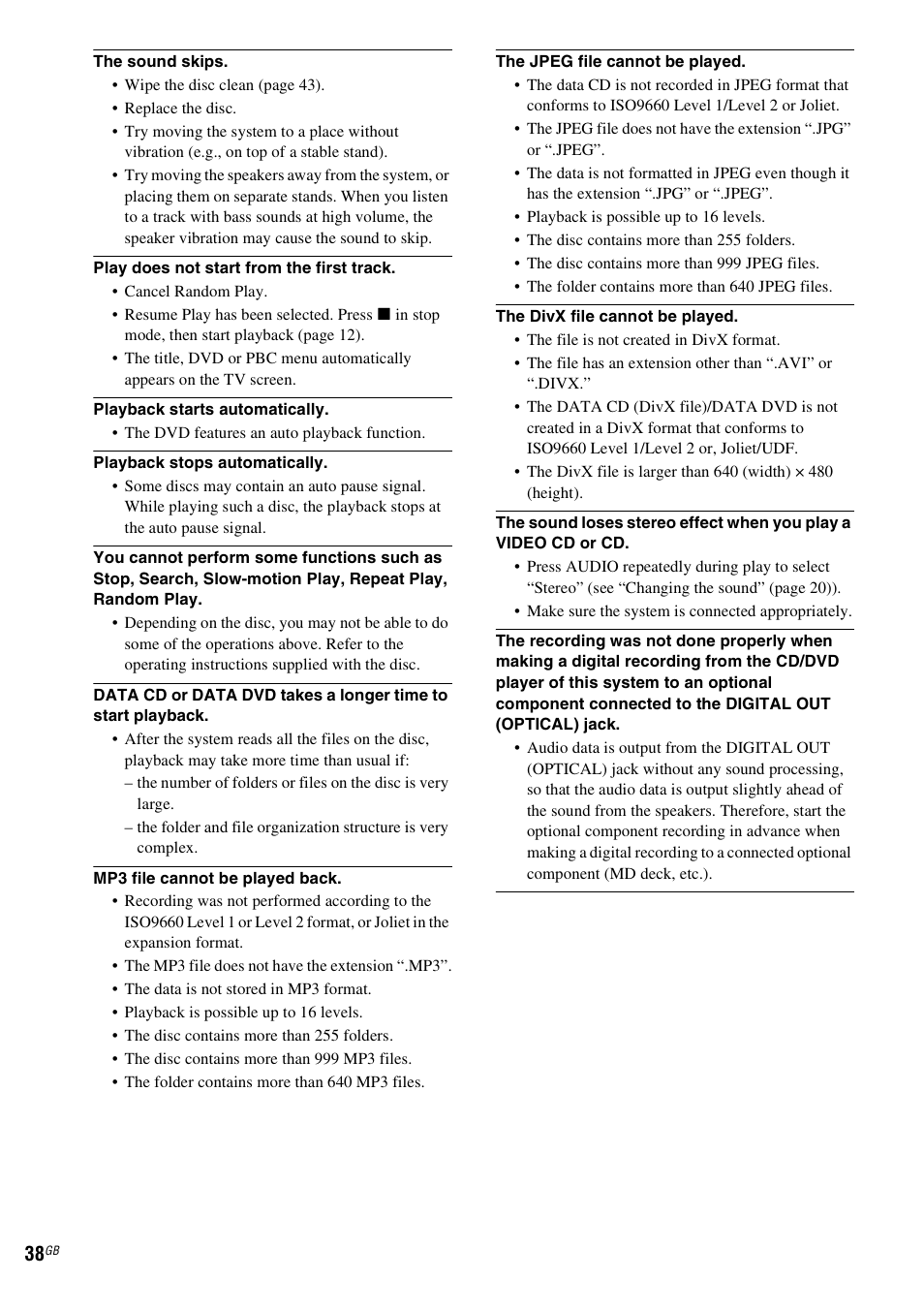 Sony CMT-DF1 User Manual | Page 38 / 52