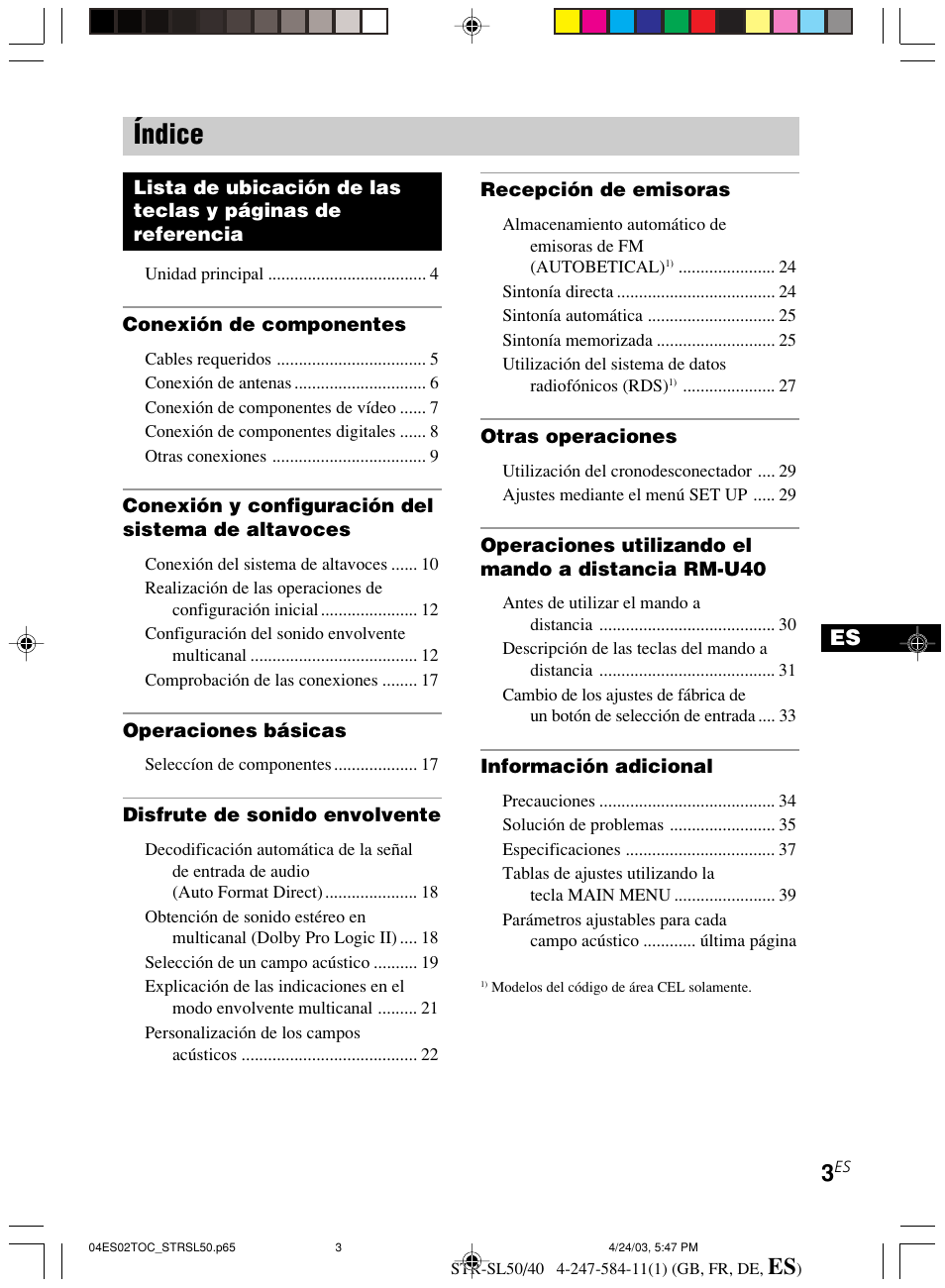 Índice | Sony TR-SL50 User Manual | Page 120 / 157