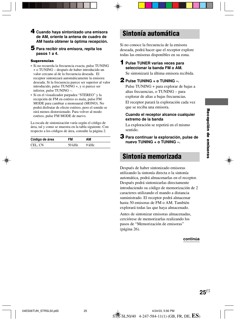 Sintonía automática sintonía memorizada, Sintonía automática | Sony TR-SL50 User Manual | Page 142 / 157