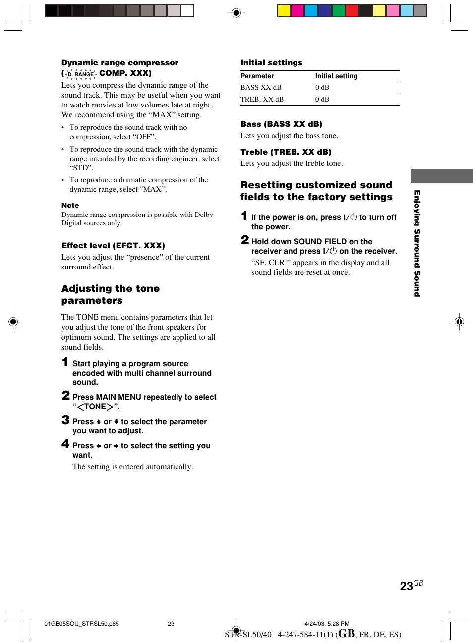 Sony TR-SL50 User Manual | Page 23 / 157