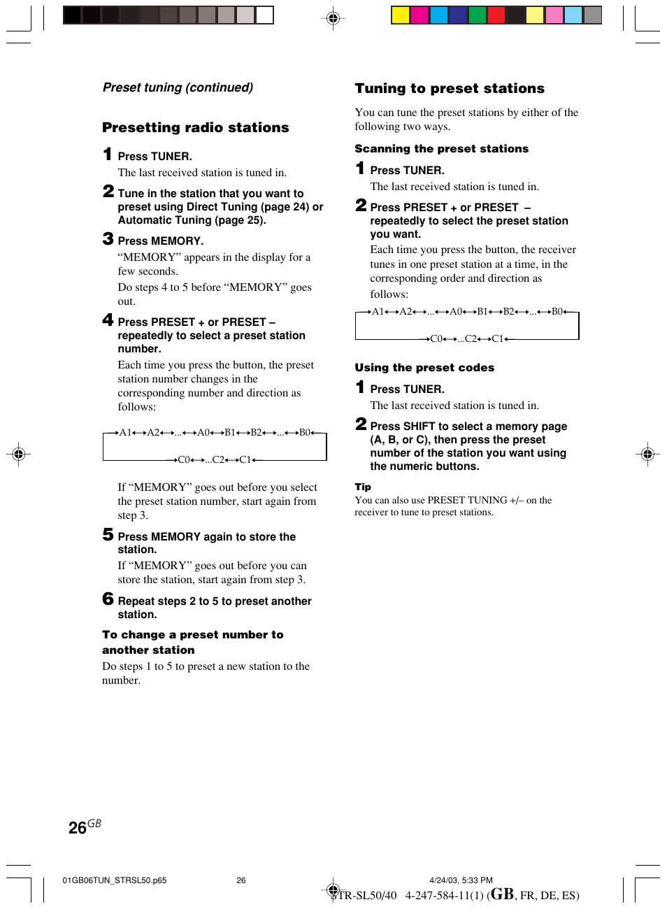 Sony TR-SL50 User Manual | Page 26 / 157