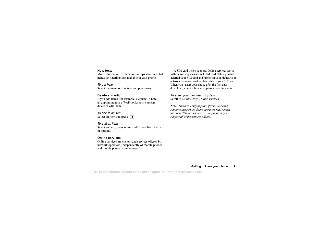 Sony T610 User Manual | Page 11 / 95