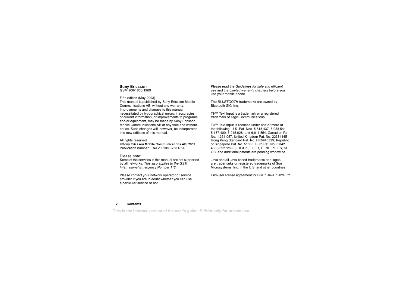 Sony T610 User Manual | Page 2 / 95