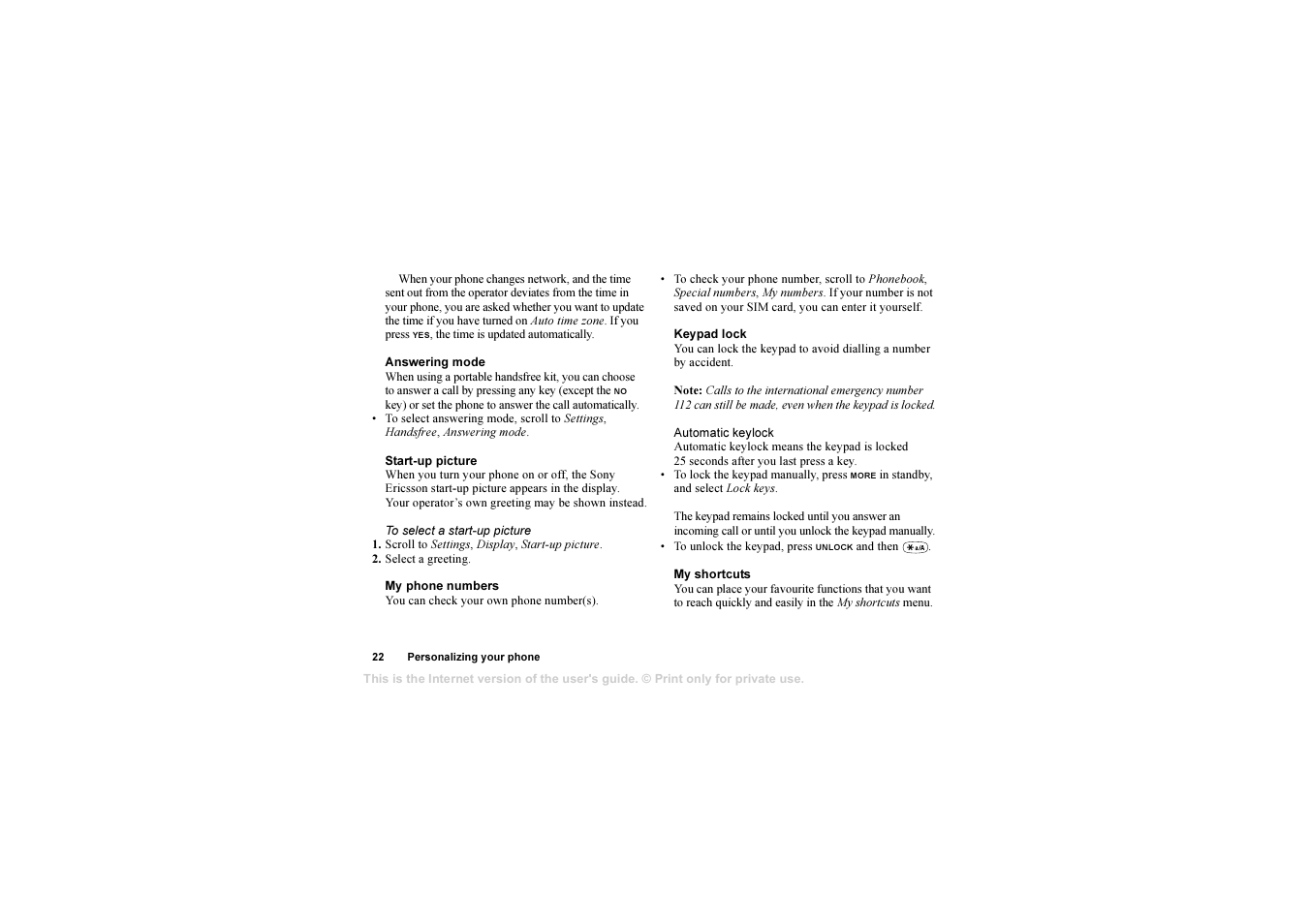 Sony T610 User Manual | Page 22 / 95