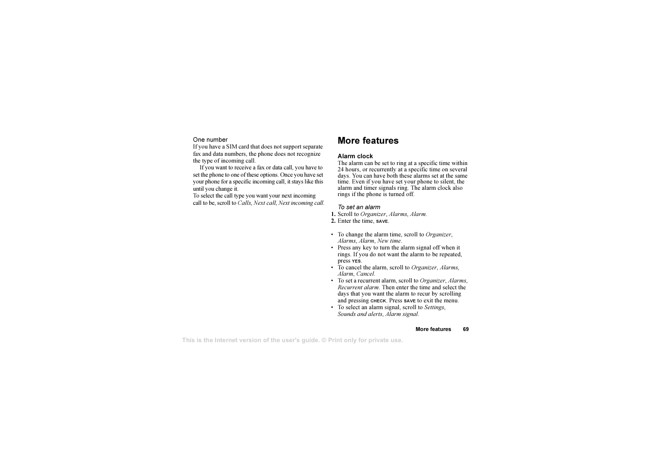 More features, More features 69 | Sony T610 User Manual | Page 69 / 95