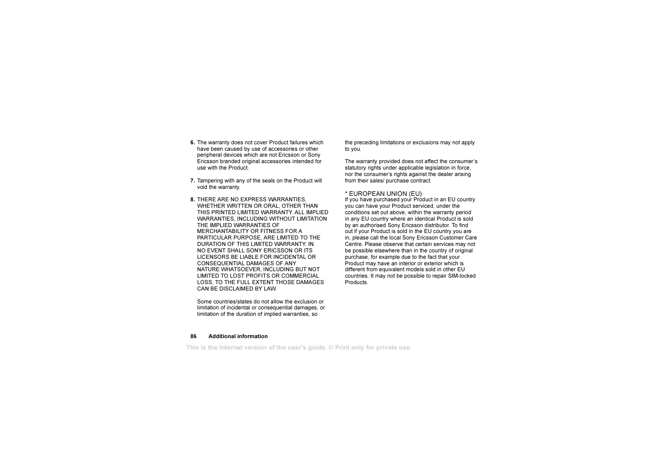 Sony T610 User Manual | Page 86 / 95