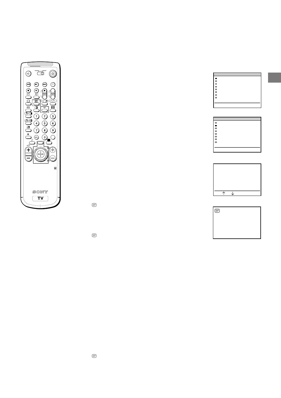 Using the teletext menu, User pages/preset user pages, Index | Top/bottom/full, Text clear, Subtitles, Time page | Sony KL-40WA1 User Manual | Page 21 / 123