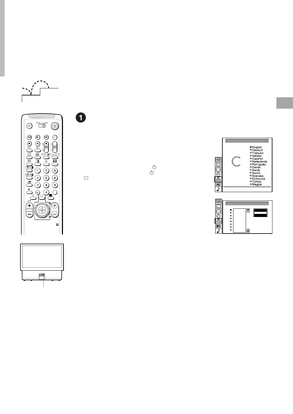 Paso 2: sintonización de emisoras de tv, Selección del idioma de menú y del país | Sony KL-40WA1 User Manual | Page 37 / 123