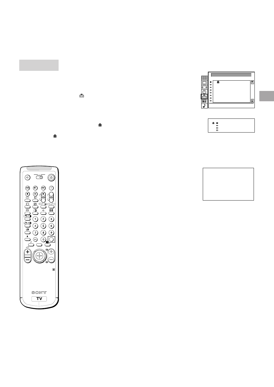 Uso del bloqueo de seguridad, Sintonización temporal de canales, Bloqueo de seguridad | Sony KL-40WA1 User Manual | Page 43 / 123