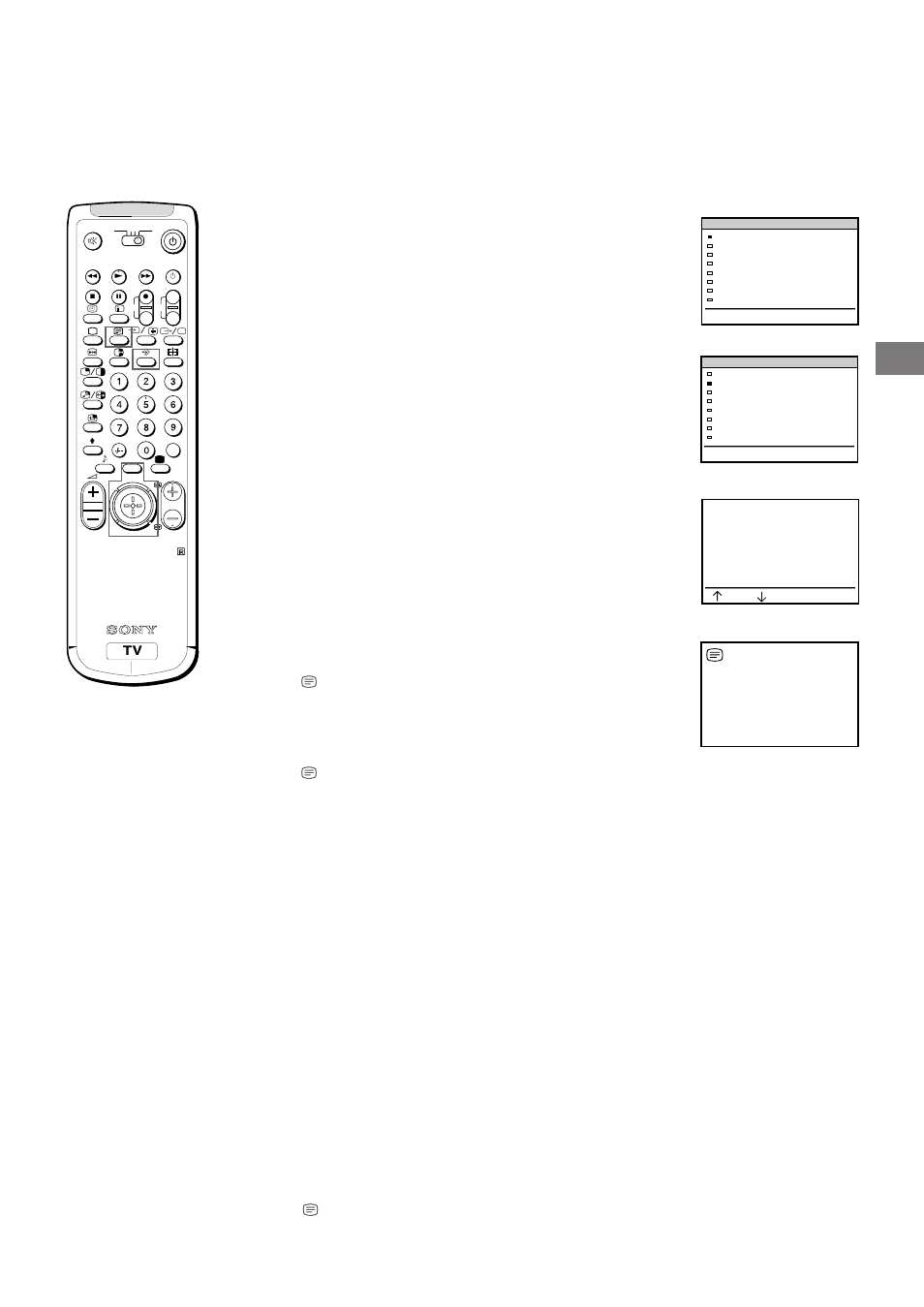 Uso del menú de teletexto, Indice, Superior/inferior/completa | Desaparición de texto, Subtítulos, Página de alarma | Sony KL-40WA1 User Manual | Page 51 / 123