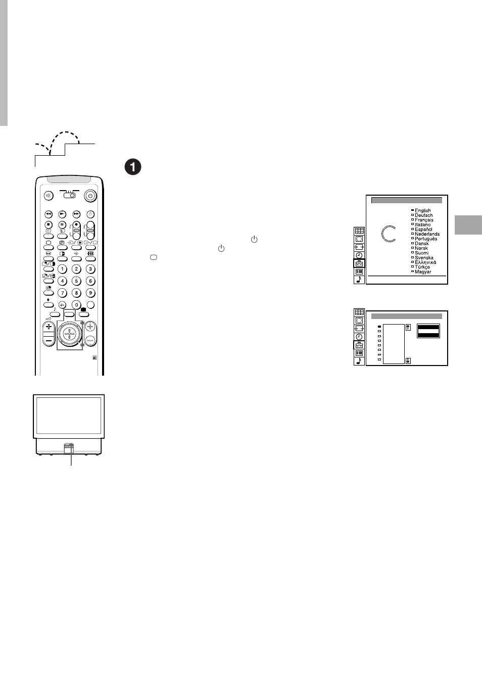 Ponto 2 sintonização dos canais de televisão, Selecção da língua do menu e do país | Sony KL-40WA1 User Manual | Page 67 / 123