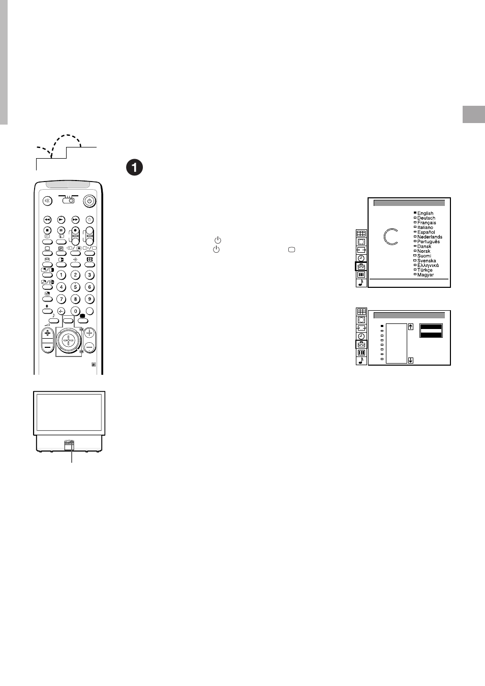 Step 2 tuning in to tv stations, Choosing the menu language and the country, Gb 1 2 | Sony KL-40WA1 User Manual | Page 7 / 123