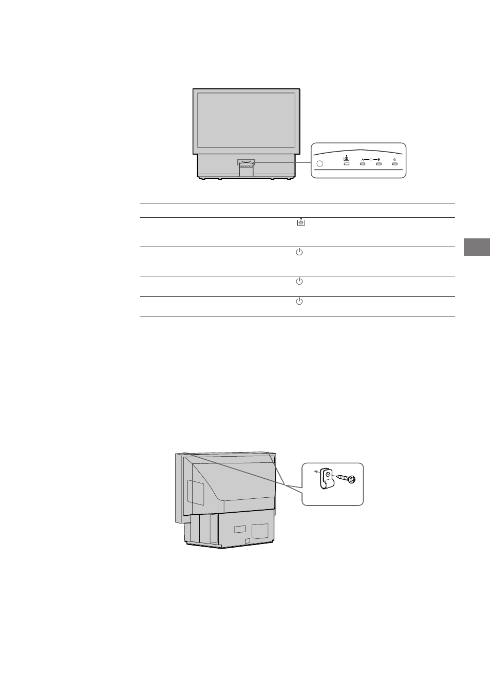 Estabilizar televisor, Indicadores luminosos de aviso | Sony KL-40WA1 User Manual | Page 91 / 123