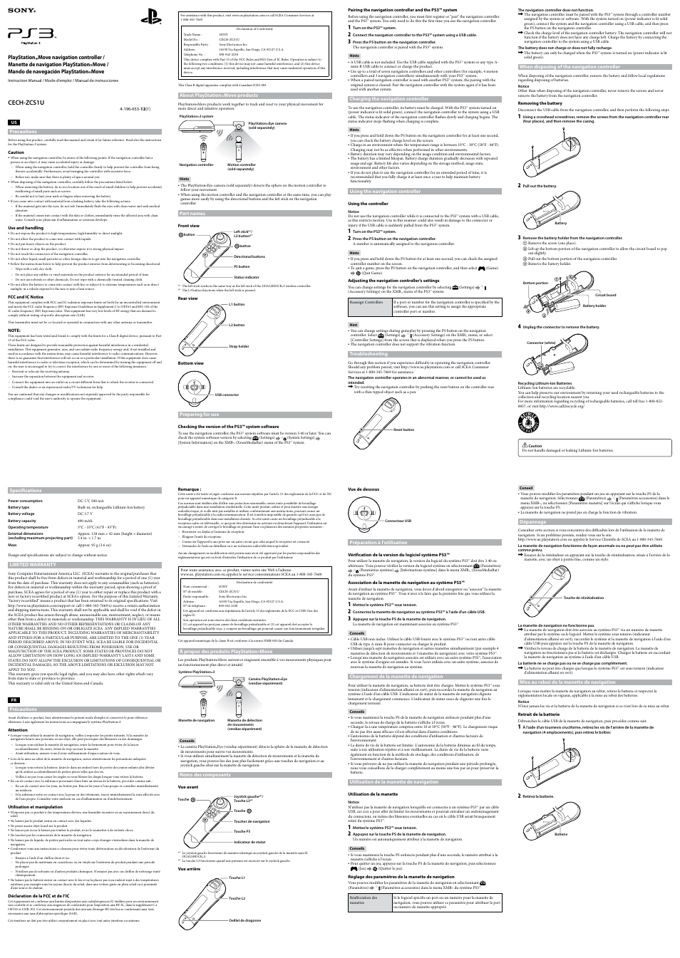 Sony CECH-ZCS1U User Manual | 2 pages