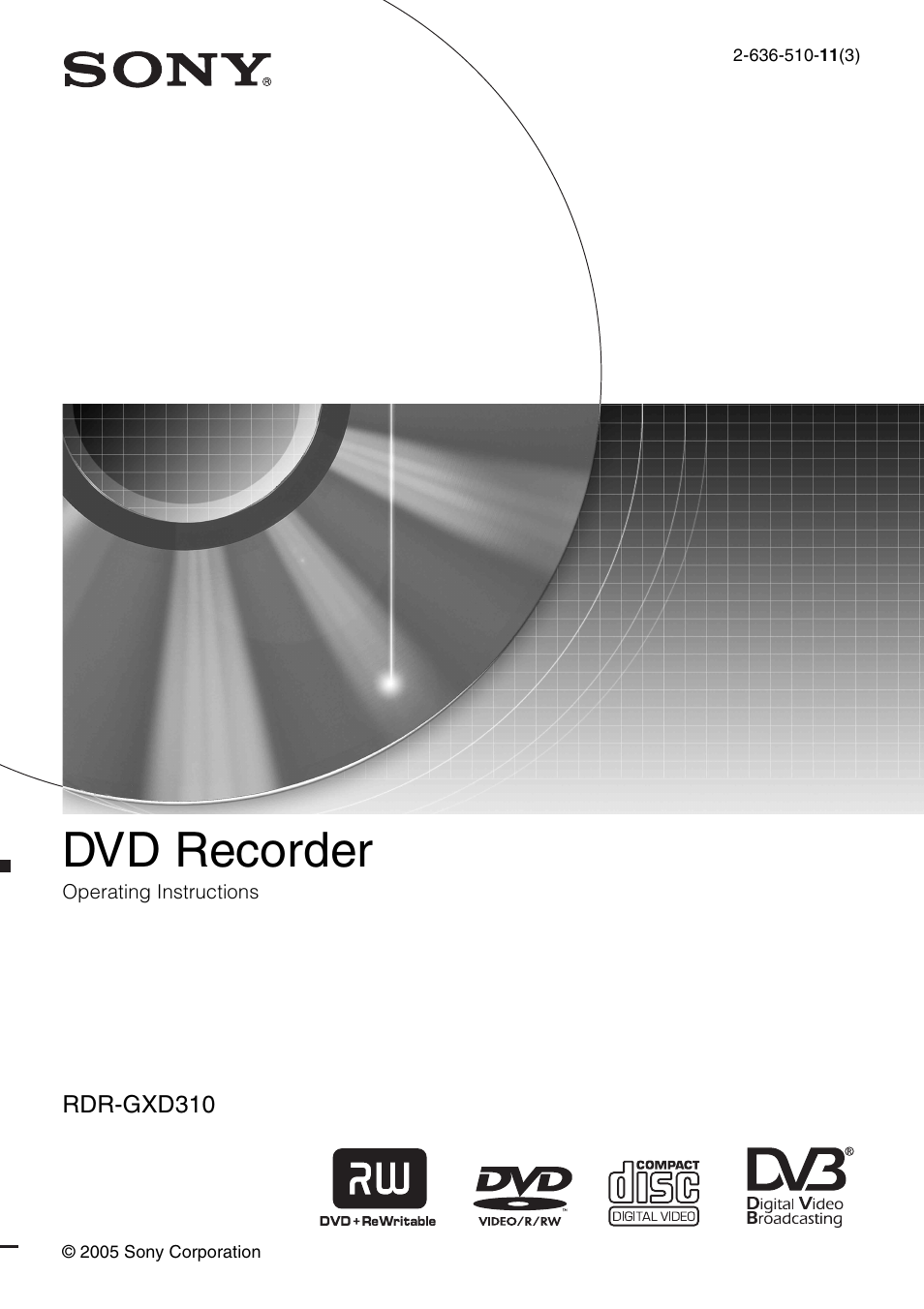 Sony RDR-GXD310 User Manual | 108 pages