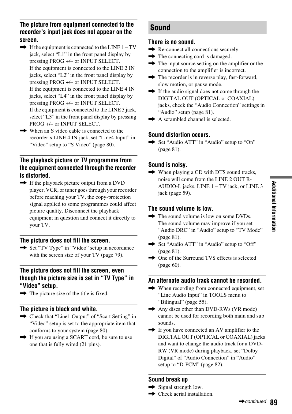 Sound | Sony RDR-GXD310 User Manual | Page 89 / 108