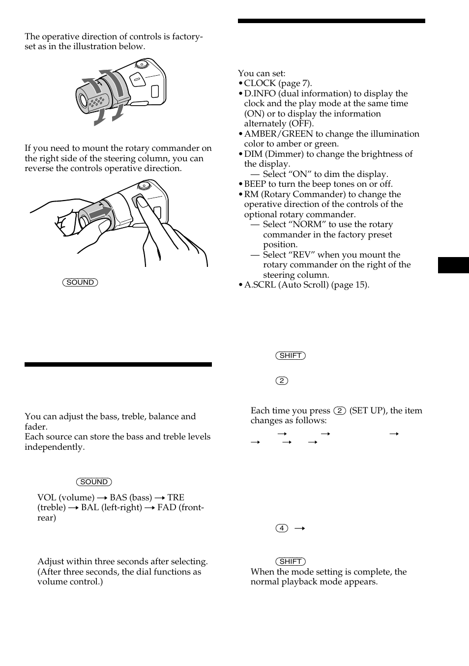 Changing the sound and display settings, Adjusting the sound characteristics | Sony CDX-C480 User Manual | Page 13 / 50