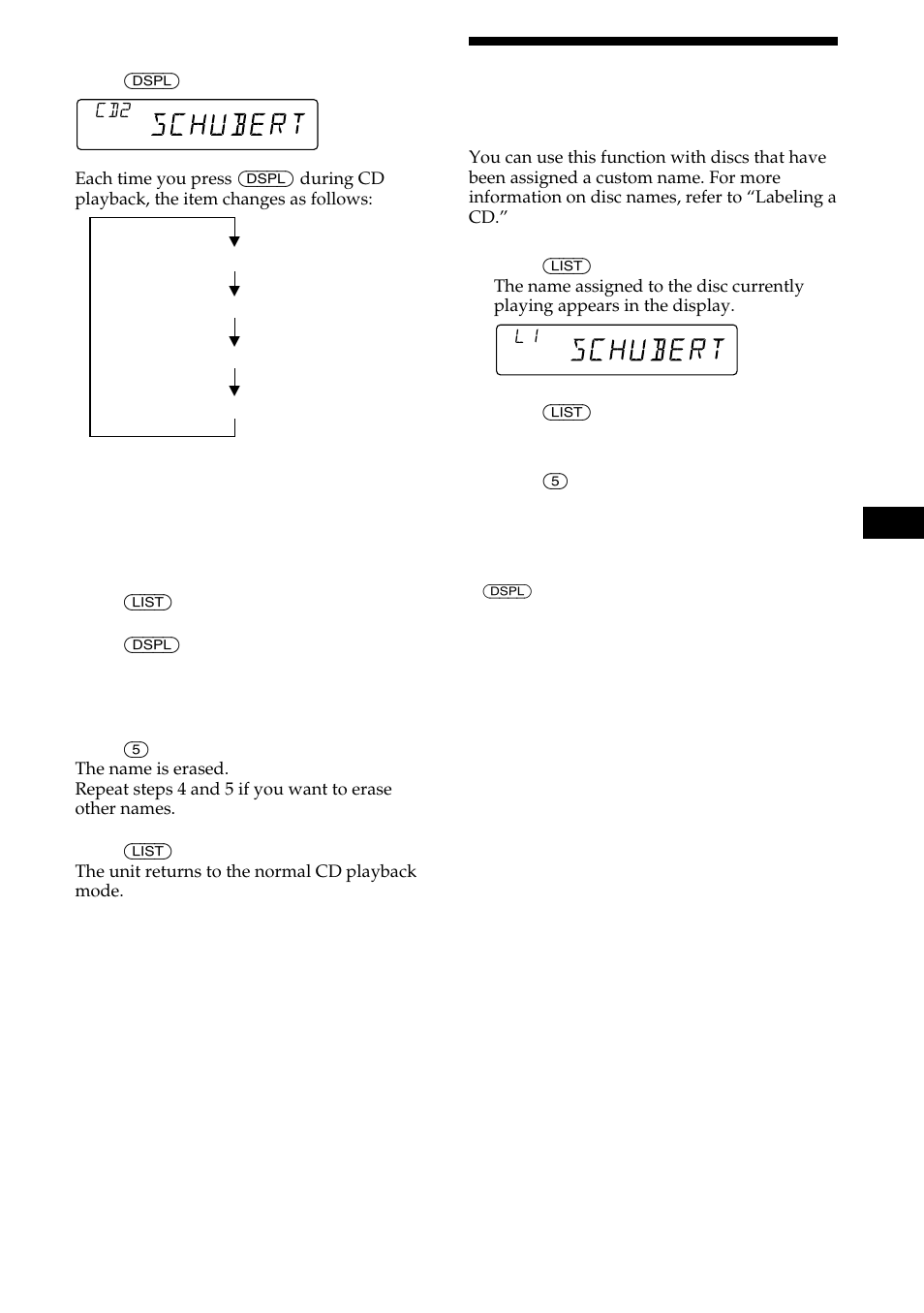 Locating a disc by name | Sony CDX-C480 User Manual | Page 17 / 50