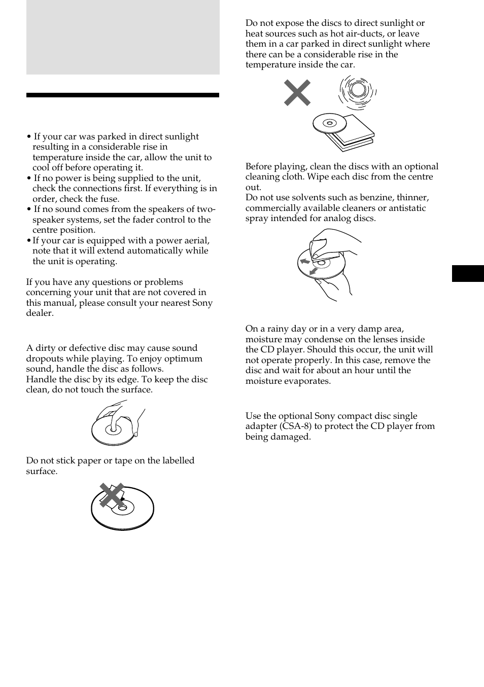 Additional information, Precautions | Sony CDX-C480 User Manual | Page 19 / 50