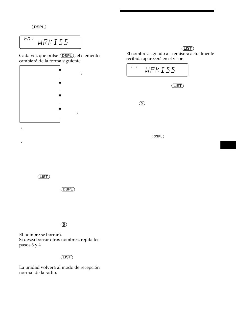 Localización de una emisora por su nombre | Sony CDX-C480 User Manual | Page 35 / 50
