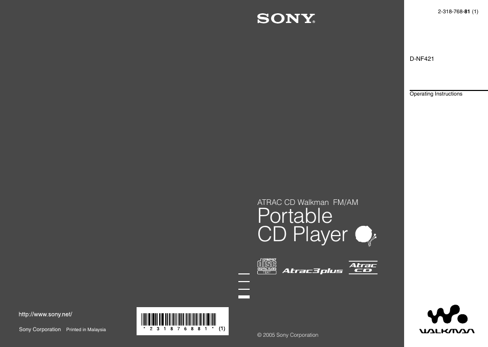 Sony D-NF421 User Manual | 39 pages