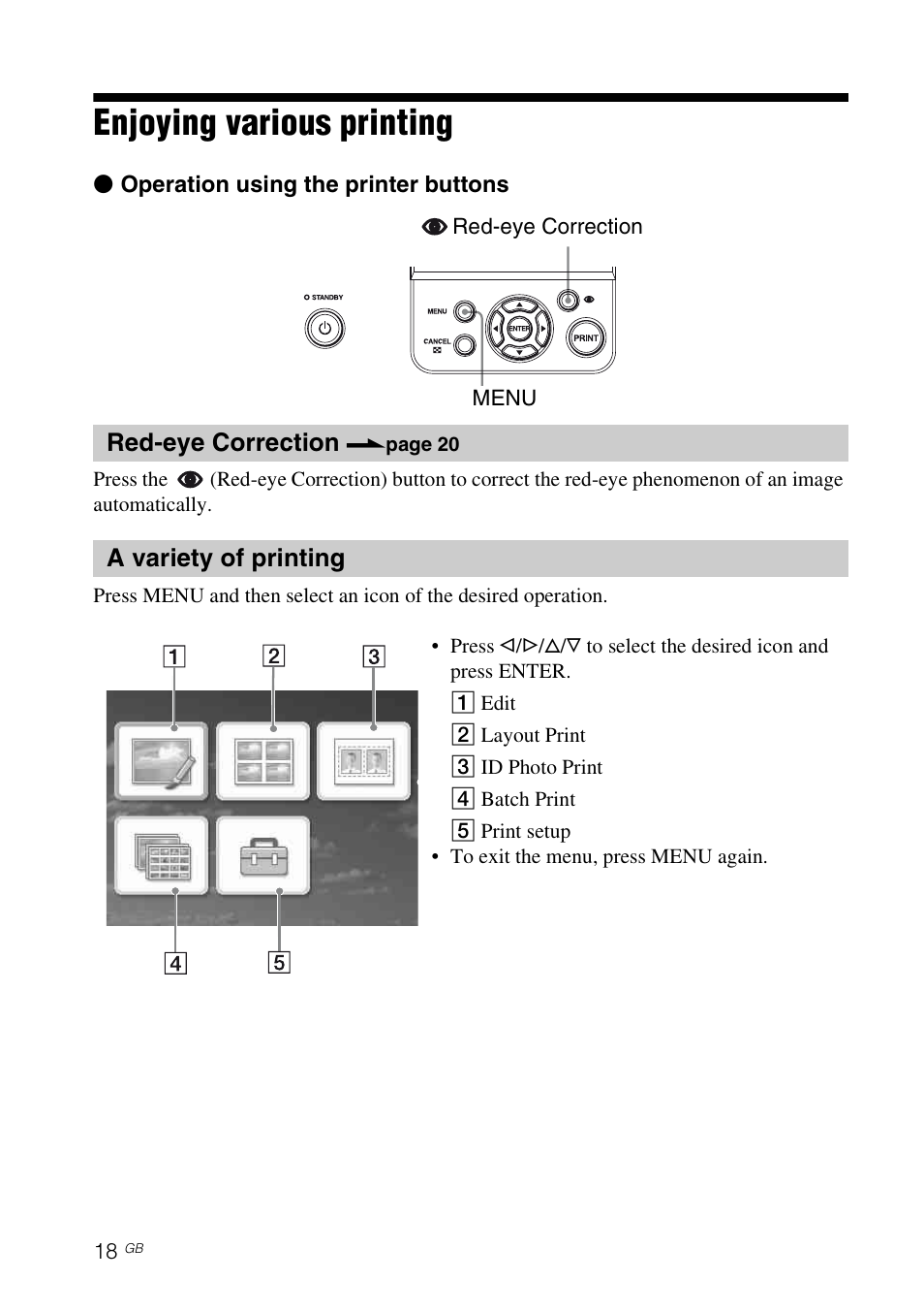 Enjoying various printing | Sony DPP-FP65 User Manual | Page 18 / 72