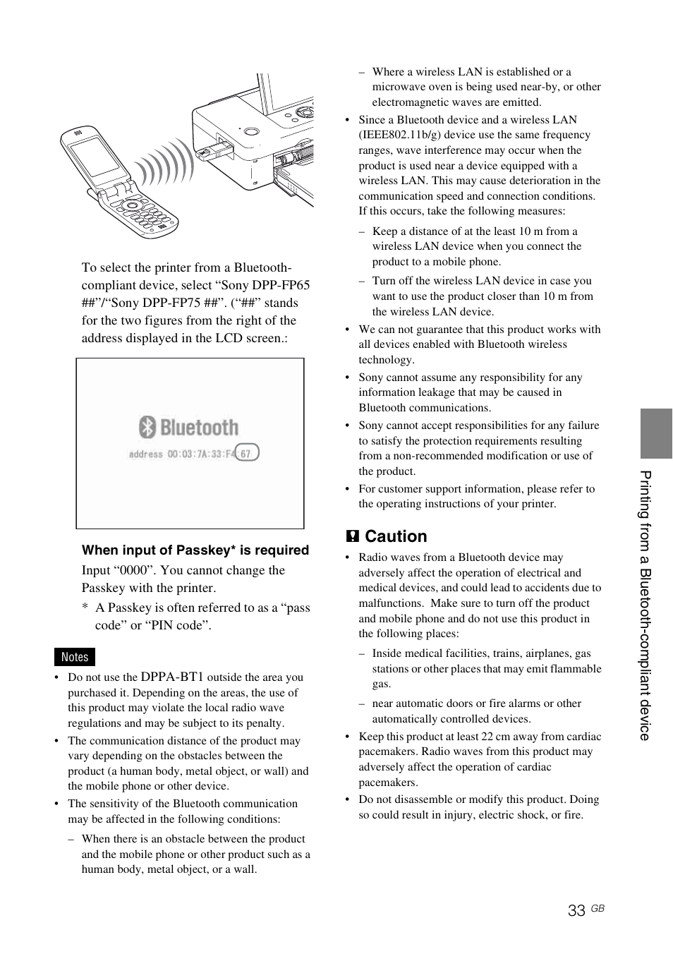 P caution | Sony DPP-FP65 User Manual | Page 33 / 72