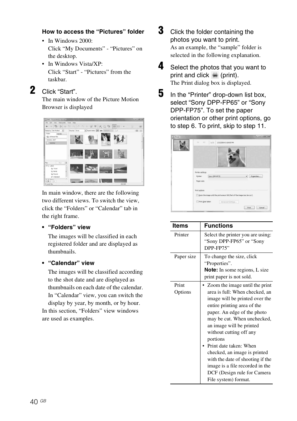 Sony DPP-FP65 User Manual | Page 40 / 72