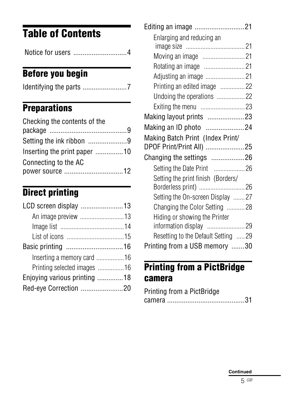 Sony DPP-FP65 User Manual | Page 5 / 72