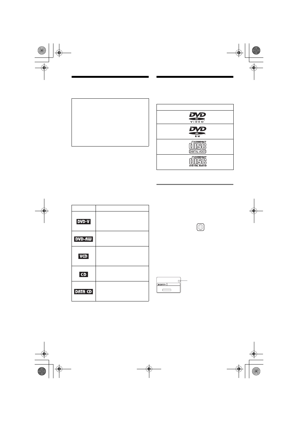 About this manual, This player can play the following discs, Region code | Sony DVP-NS530 User Manual | Page 6 / 76