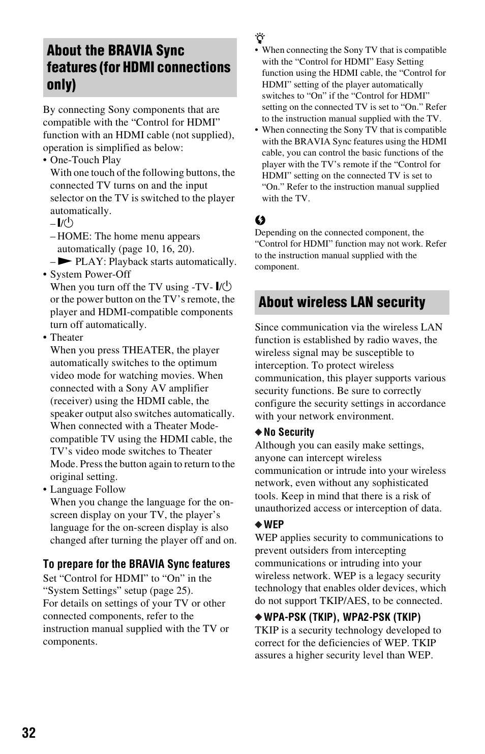 Sony BDP-S270 User Manual | Page 32 / 35