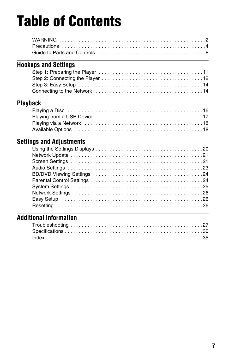 Sony BDP-S270 User Manual | Page 7 / 35