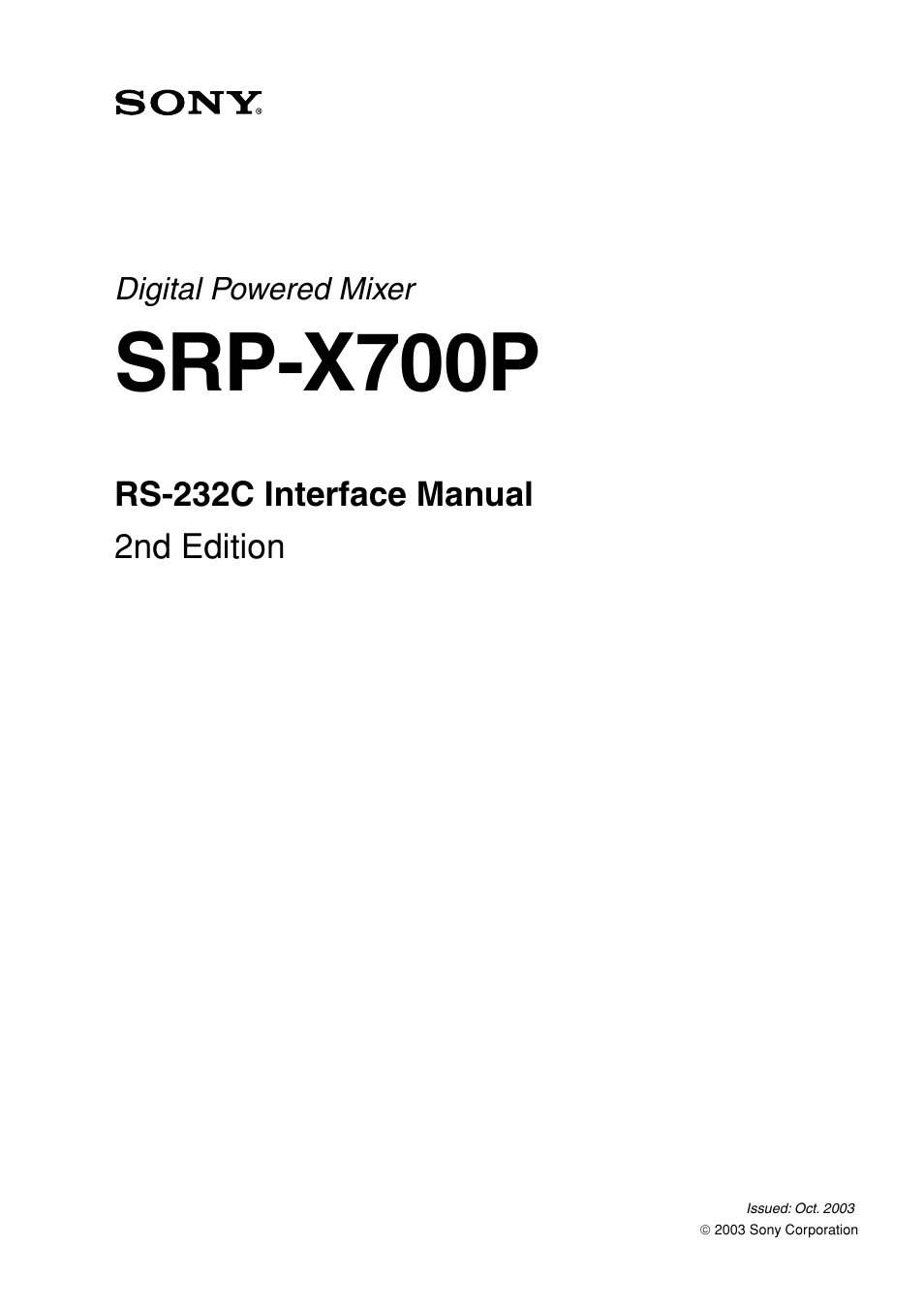 Sony RS-232C User Manual | 62 pages