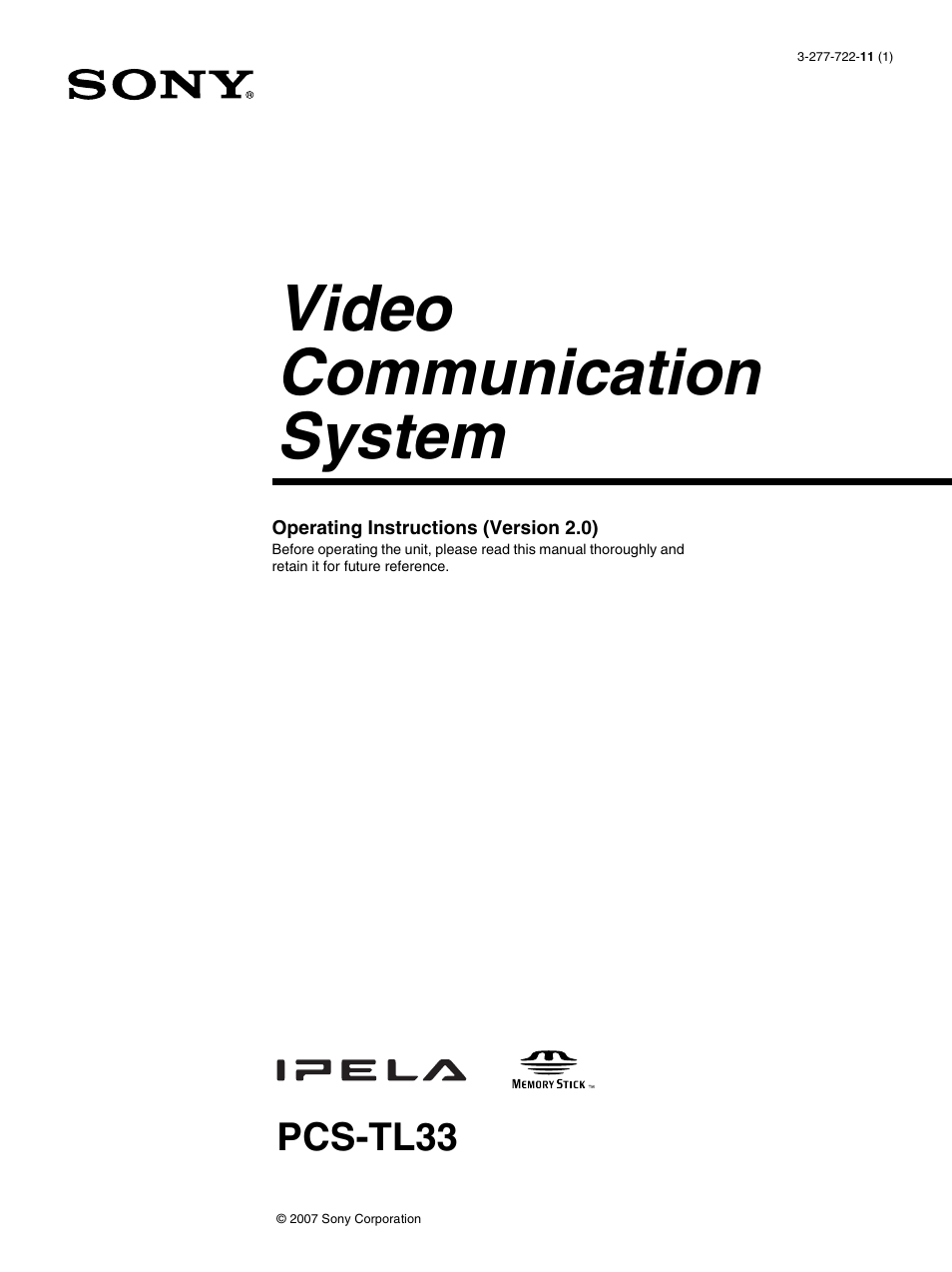 Sony PCS-TL33 User Manual | 129 pages