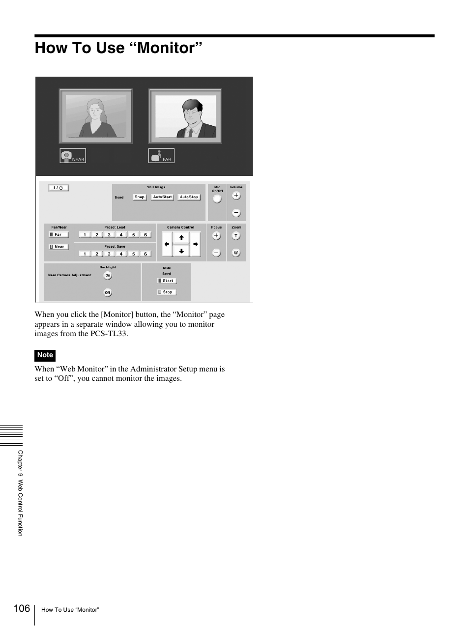 How to use “monitor | Sony PCS-TL33 User Manual | Page 106 / 129