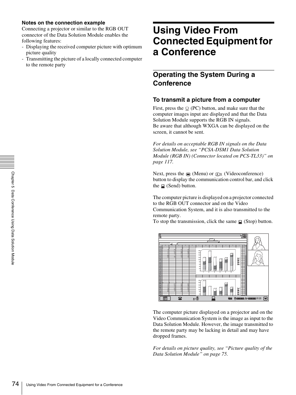 Operating the system during a conference | Sony PCS-TL33 User Manual | Page 74 / 129